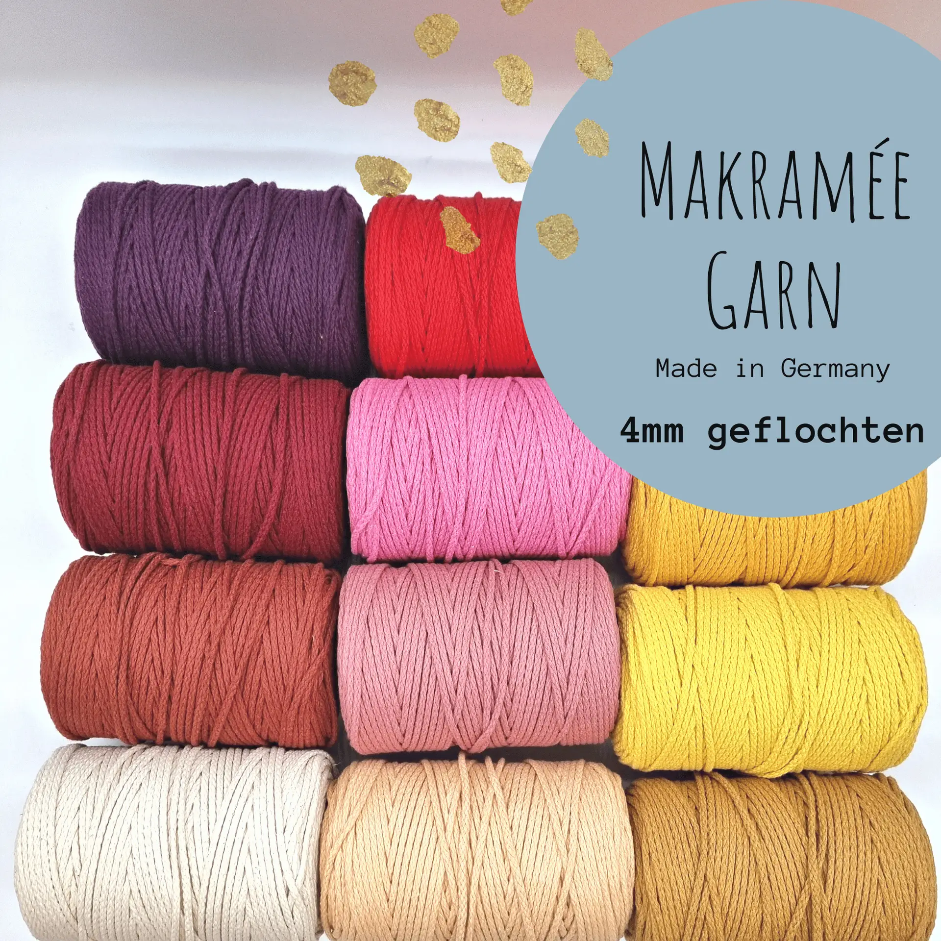 Makramée Garn 4mm geflochten | 100% Baumwolle