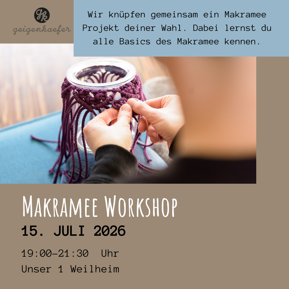Makramee Workshop Stuttgart 15.Juli 2026