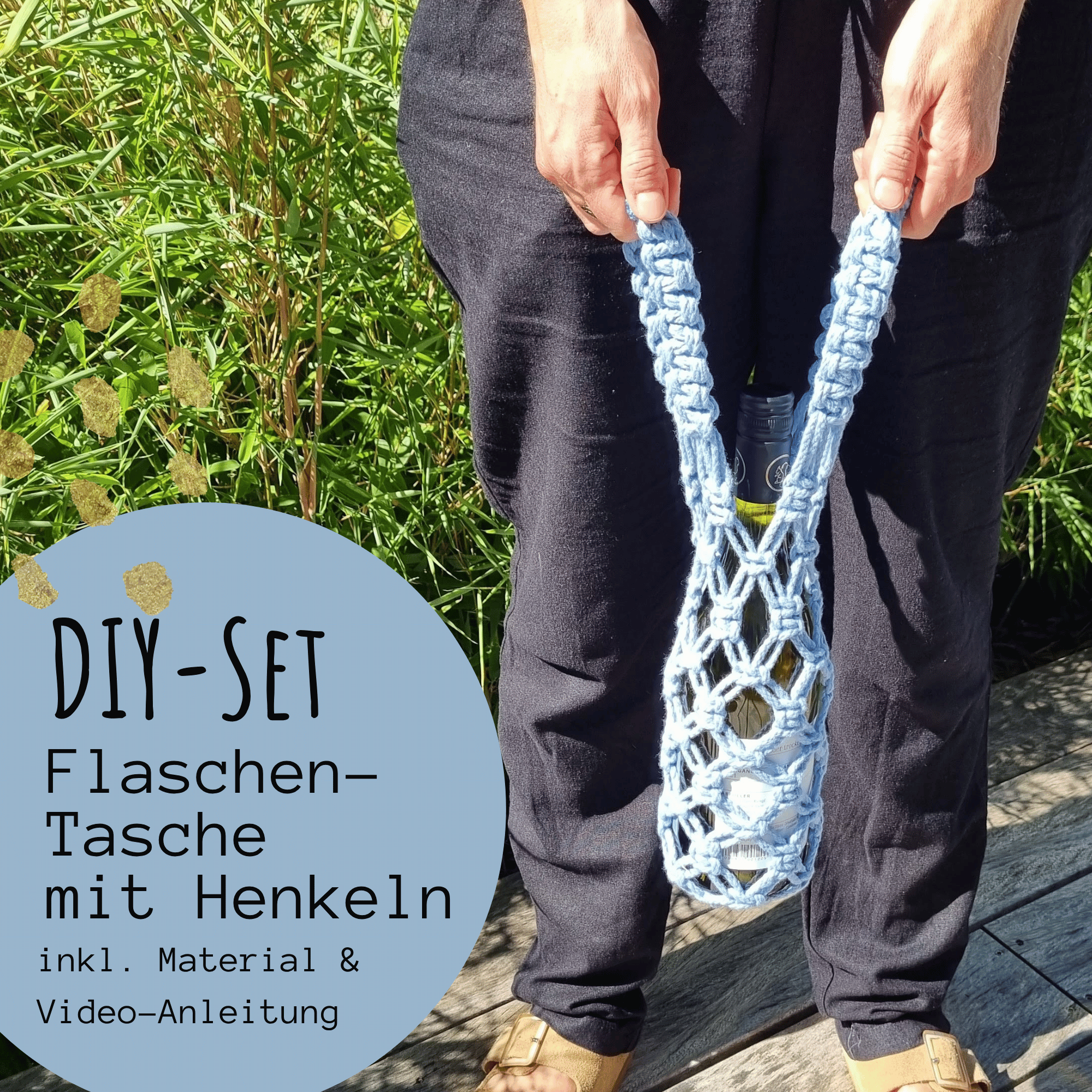 DIY-Set Makramee Flaschentasche mit Henkeln